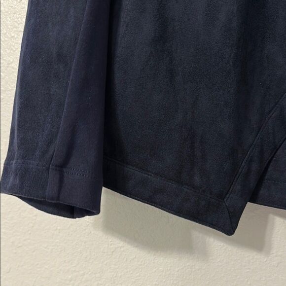 J Jill Open Front Suede Draped Blazer Jacket Women XS Waterfall Navy Matrix Moto - Picture 4 of 10